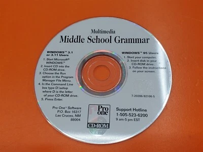 ⭐️⭐️⭐️⭐️⭐️ Pro One Software Multimedia Middle School Grammar Disc Only - Image 1 of 3