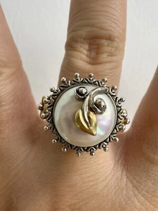 Designer Barbara Bixby 18K Gelbgold & 925 Sterling Silber Perle Gr. 8 - Bild 1 von 16