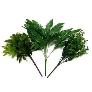 Set of 3 Artificial Plants - Boston Fern, Tea Leaf & Bay - Decorative Foliage - Picture 1 of 5