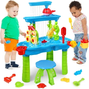 Water Table for Toddlers 1-3,Outdoor Kids Water Play Table Rain Showers Splash P - Picture 1 of 11