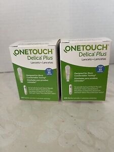 200 ONE TOUCH DELICA PLUS 33 GAUGE STERILE LANCETS (2 Boxes of 100) EXP.2027