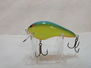 Vintage Bagley Balsa B3 Blue On Chartreuse Double Tie, Square Bill - Picture 1 of 4