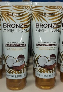 Creightons Bronze Ambition Gradual Tan Fake Don't Bake Tan 2 X 100ml Coconut Oil - Picture 1 of 1