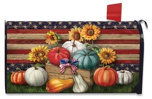 Briarwood Lane Patriotic Pumpkins Autumn Large / Oversized Mailbox Cover - Picture 1 of 5