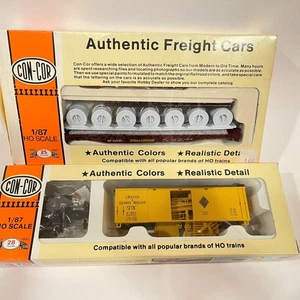 HO Con-Cor Lot of 2 Kits: C&IM Old Time Produce Box Car; SP 54' Flat Car w/Load - Picture 1 of 14