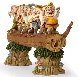 Disney Snow White 7 Dwarfs Garden Statue - Fairy Tale Tree Stump Decor - Picture 1 of 5
