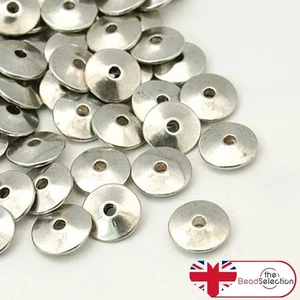 10 LARGE TIBETAN SILVER FLAT DISC SPACER BEADS 12mm Jewellery Making ( TS32 ) - Picture 1 of 4