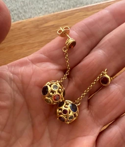 18k yellow gold stunning round miner's ball drop post earrings 7.68 g - Picture 1 of 7