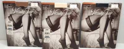 LOTE DE 3 meias Vanity Fair coxa alta nylon margarida renda nude, marfim e preto - Imagem 1 de 4