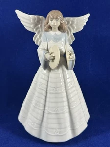 Lladro Tree Topper 5876 Angelic Cymbalist Angel With Cymbals White & Light Blue - Picture 1 of 14
