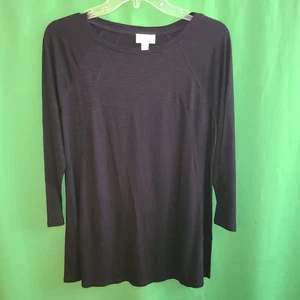 1415) NWOT J JILL small tunic tee 100% cotton 3/4 sleeve black new S - Picture 1 of 7