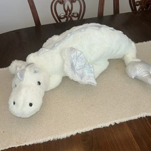 Beautiful White 34” Dragon Plush Stuffed Toy, Great Gift! L Soft Cuddles - Picture 1 of 14