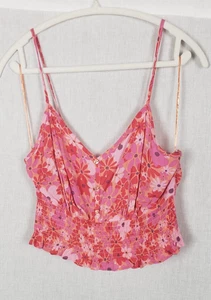 Top Corto Rosa Rosa Cami Volantes L Rosa Naranja Floral Calado Cutecore Femenino - Imagen 1 de 11