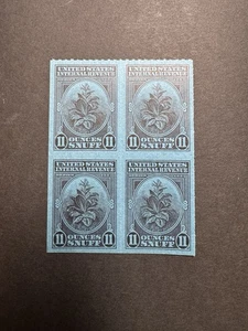 TE1110a - 11 Ounce Snuff Stamp - Block of 4 - USIR Taxpaid Revenues - Picture 1 of 2