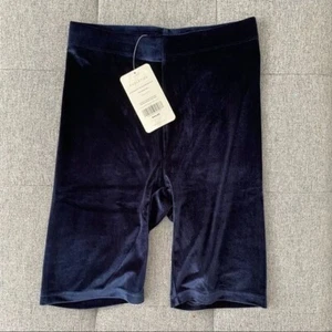 FABLETICS High Waisted Velour Velvet Bike Biker 9” Short In Navy Blue ~ S Small - Picture 1 of 6