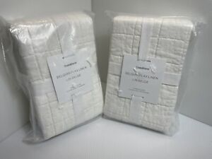 CRATE AND BARREL Belgian Flax Linen Warm White Standard Sham NEW Lot Of 2