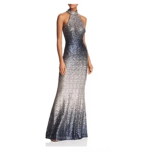 Avery G Womens 4 Silver Blue Sequined Ombre Sleeveless Gown Dress NWT AG86 - Picture 1 of 4