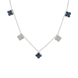 Blue Sapphire and Diamond Lucky Necklace - Picture 1 of 3