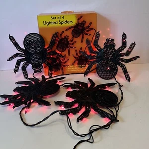 Juego de 4 Arañas de Plástico Negro Iluminadas Halloween 2006 - Imagen 1 de 5
