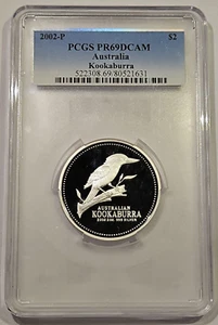 2002 AUSTRALIA 2 OZ KOOKABURRA 999 SILVER PROOF COIN - PCGS PR 69 DCAM - Picture 1 of 6