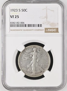 1923-S Walking Liberty Half Dollar, VF 25, NGC Certified - Picture 1 of 2