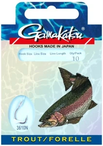 Gamakatsu 3610N Trout Forellenhaken Silber Gr. 6 8 10 Länge 100 120 150 200 cm - Bild 1 von 2