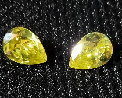 33.90 CT Good Looking Pear  Cut Lemon Green Zircon A+++ Loose Gemstone 2 Pcs - Image 1 of 4
