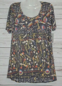 LuLaRoe Women's Perfect T Shirt Gray Short Sleeve Aztec Print Aline top Small - Picture 1 of 12