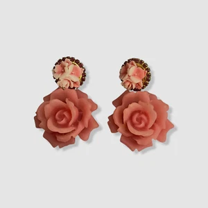 Elizabeth Cole Women's Pink Floral Crystal Drop Earrings - Picture 1 of 1