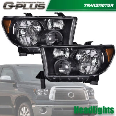 Faros cromados negros diestro+derecho aptos para Toyota 2007-2013 Tundra 2008-2017 Sequoia Foto 1 de 4