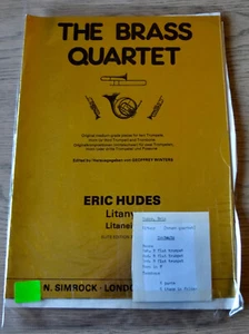 ERIC HUDES LITANY BRASS QUARTET TRUMPETS HORN TROMBONE SHEET MUSIC (1983) - Picture 1 of 5