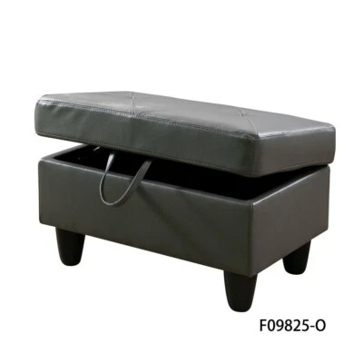 Оттоманская скамья для хранения из искусственной кожи, сундук для хранения, табурет для ног, серый - Изображение 1 из 4