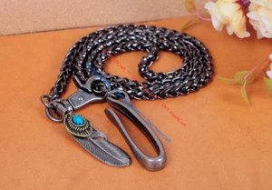 30" Biker Trucker Basic Strong Twisted Keychain Key Jean Wallet Chain Feather - Picture 1 of 8