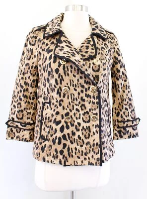 White House Black Market 豹纹秋千夹克 00 码棕色黑色猎豹 — 第 1/4 张图片