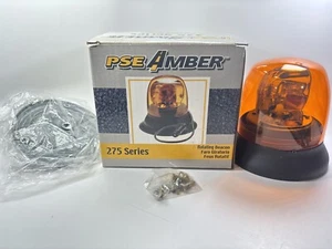 PSE Amber 275AH 55W STD 12 Volt Permanent Magnetic Mount Rotating Beacon Code 3 - Picture 1 of 16