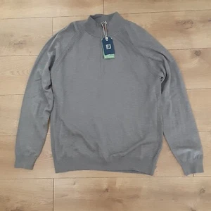 FootJoy Mens XL Half-Zip Golf Sweater Heather Charcoal Grey Drirelease New - Picture 1 of 9