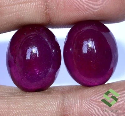 20x16 mm Natural Ruby Oval Cabochon Pair 64.54 CTS Deep Red Loose Gemstones GF - Image 1 of 4