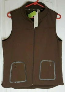 Lizgolf Fleece Backing Vest Brown Stretch Large NWT - Picture 1 of 3