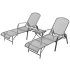 Sun Loungers 2 Pcs With Table Steel Anthracite