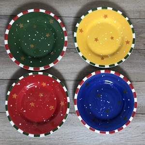 Stars Star Twinkle Salad Dessert Plates Set of 4 New Asst Colors - Picture 1 of 8