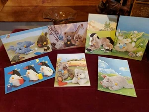 CARTOLINE VINTAGE STEIFF ANIMAL CARINE ETICHETTA ROSSA (7) BOTTONE NELL'ORECCHIO PASQUA - Foto 1 di 12