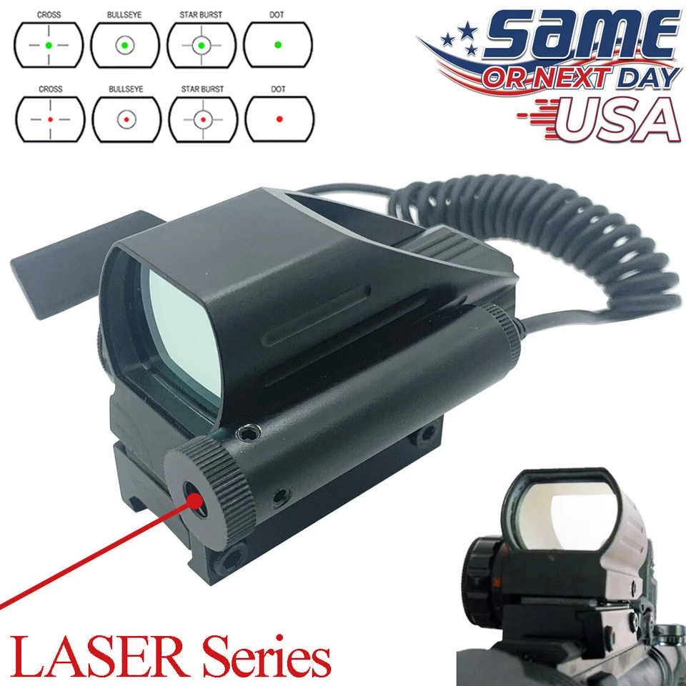Red Green Dot Reflex Sight Laser Scope Tactical Holographic 4 Reticles 20mm Rail