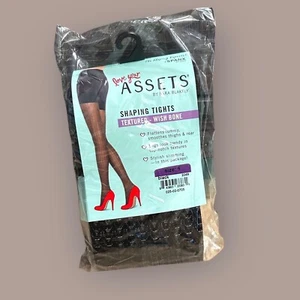 Spanx Assets Shaping Tights Red Black Textured Wishbone Size 5 (XL)New in Box - Picture 1 of 3