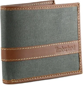 Timberland Men's Hunter Leather Waxed Canvas Credit Card ID Passcase Wallet - Picture 1 of 15