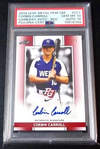 #1/2 PSA 10 10 Autógrafo XRC Rc Corbin Carroll Auto 2018 Hoja Rojo Novato Firmado - Imagen 1 de 4