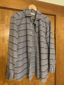 Guglielminotti Milano Long Sleeve Button Front Linen Shirt Men's Size XL 43/17 - Picture 1 of 8