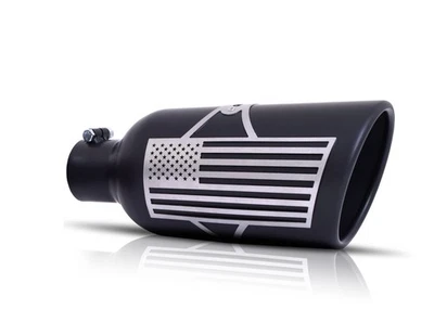 Gibson 71-1013 Patriot Flag Rolled Edge Angle Exhaust Tip Black Ceramic - Изображение 1 из 4