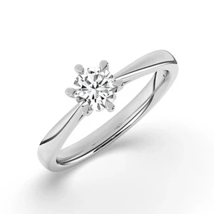 Natural Round Solitaire Diamond Engagement Ring 18k White Gold 0.5 Ct H VS2 GIA - Picture 1 of 17