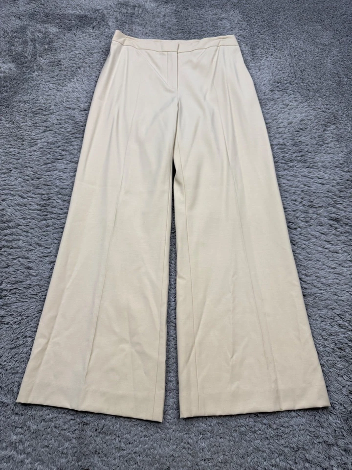 Pantalones Agnona Mujer 46 US 10 Beige Lana Tiro Alto Pierna Ultra Ancha Palazzo Pantalones Foto 1 de 4
