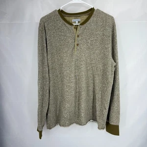 Wallace & Barnes Men L Henley Shirt Sweater Knit Long Sleeve Green Casual Top - Picture 1 of 9